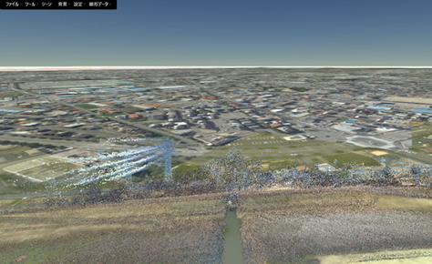3D情報提供装置(ブラウザ表示)_衛星写真への3D重畳表示例