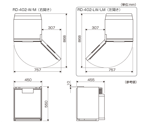 ペルチェ式冷蔵庫　RD-402-M 木目調　新品　「近間は配達設置 無料」