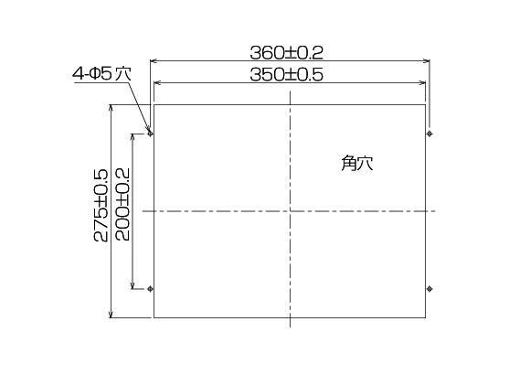 TSD-HT1526-Mパネル取付穴推奨寸法